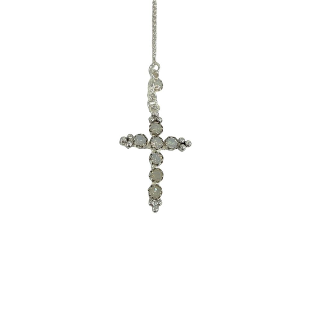 VIRGINS SAINTS & ANGELS VSA Maddie Rosary Necklace in Silver & White Opal - Picture 6 of 10